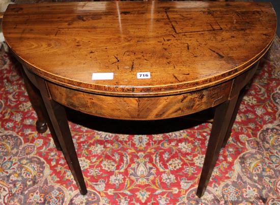 A George III mahogany half moon table, W92cm